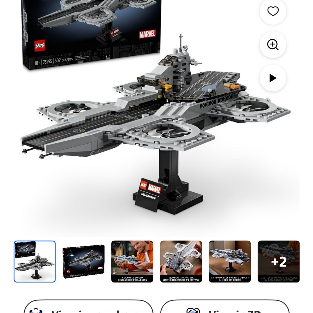 LEGO Marvel Helicarrier Build Set - Gray with Black Stand